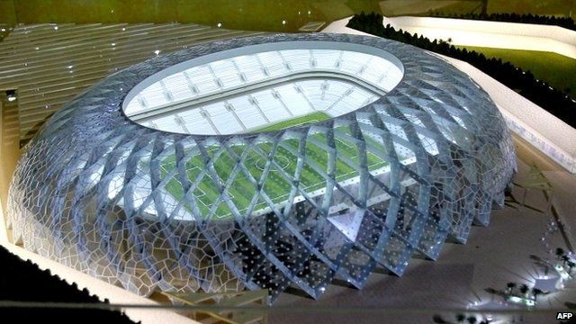 Model of football stadium in Qatar