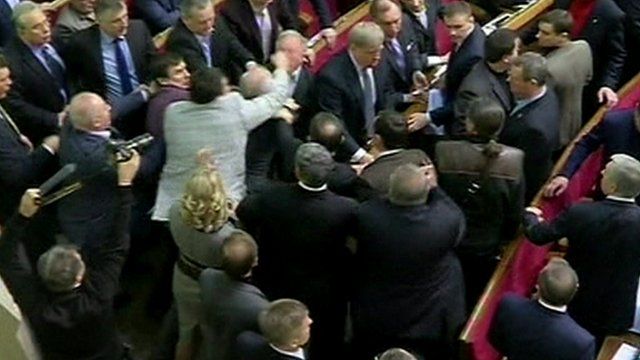 Scenes in Ukraine Parliament
