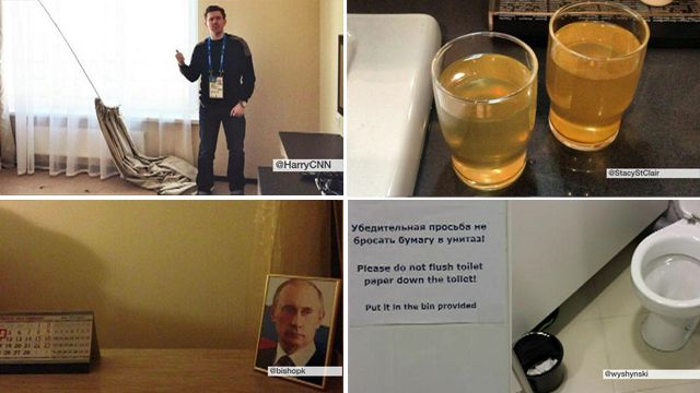 Twitter photos of Sochi hotel rooms