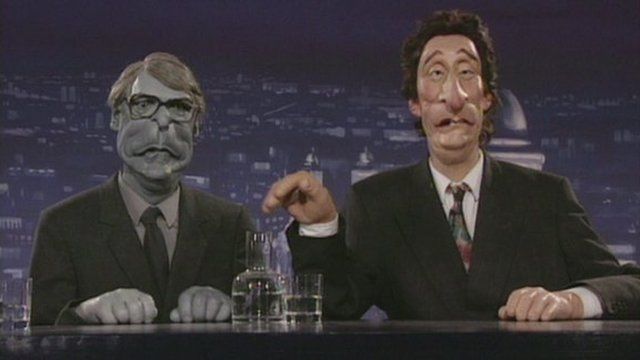 Spitting Image puppets of John Major and Jeremy Paxman