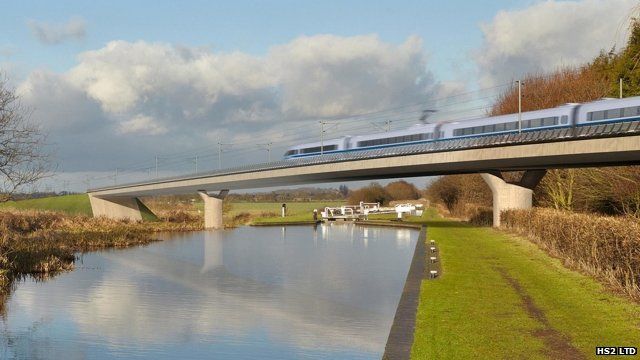 Artist's impression of what the HS2 line will look like