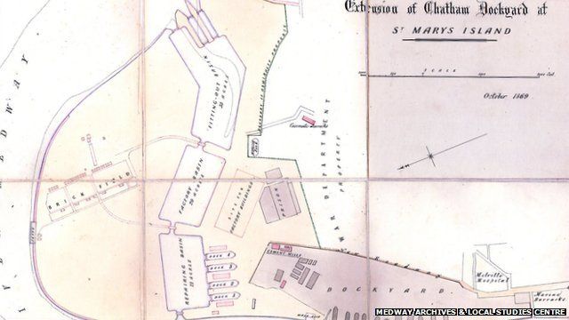 October 1869 plan showing the Chatham Dockyard extension