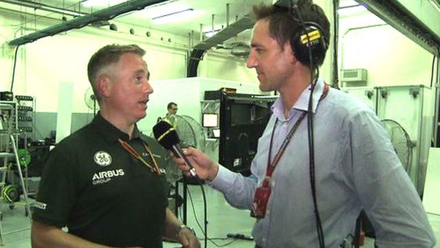 BBC F1 pit lane reporter Tom Clarkson goes behind the scenes in the Caterham garage
