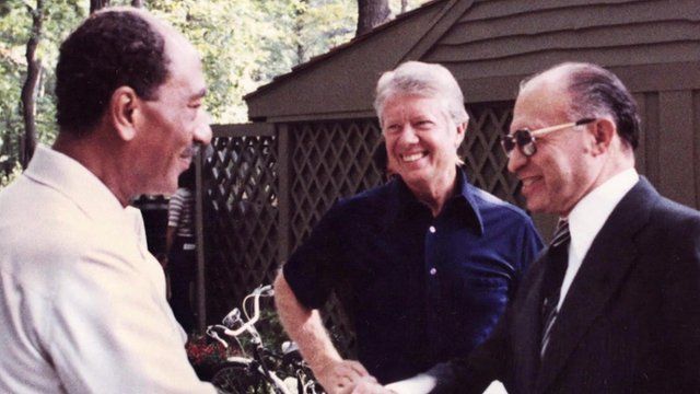 Anwar Sadat, Jimmy Carter, and Menachim Begin at Camp David
