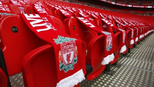 Ninety-six Liverpool scarves are placed on seats on the 25th anniversary of the Hillsborough disaster before the FA Cup semi-final soccer match between Arsenal and Wigan Athletic at Wembley Stadium in London