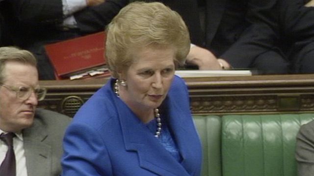 Margaret Thatcher says "no, no, no" to Europe