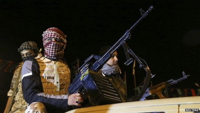 Miembros de una milicia en Benghazi