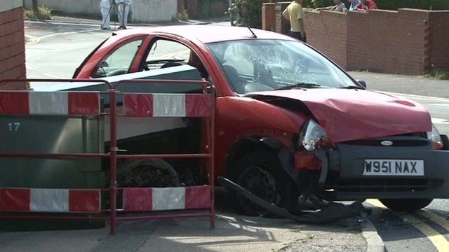 A damaged car