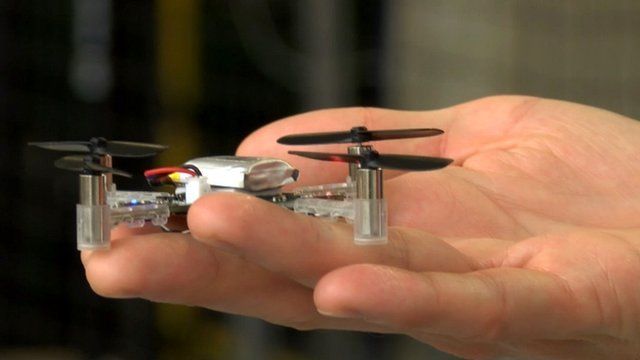 Micro-drone in researcher's hand