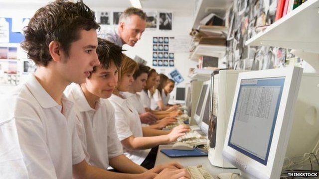 School children using computers