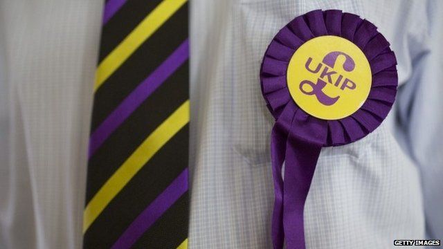 Man wearing UKIP rosette