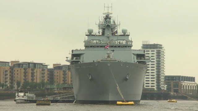 HMS Bulwark docks in Greenwich