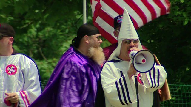 Ku Klux Klan members at a rally