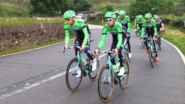 The Belkin cycling team in action in Yorkshire