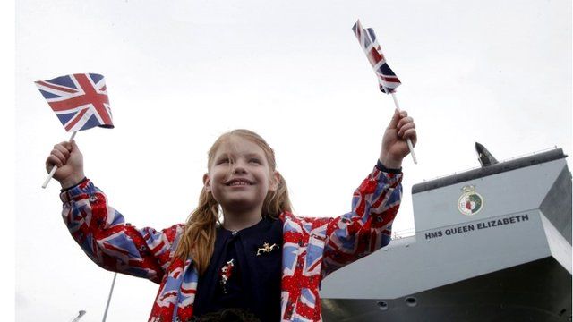 Amy Roslender, six, at the naming ceremony in Rosyth dockyard