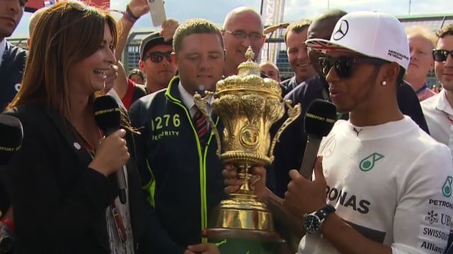 BBC Sport's Suzi Perry with Lewis Hamilton