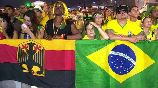 Brazil fans watching the match