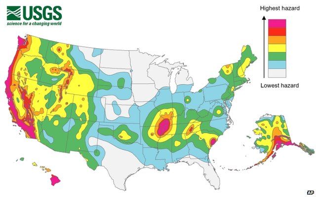 Washington State Earthquake Map Higher Earthquake Risk For Eastern Us - Bbc News