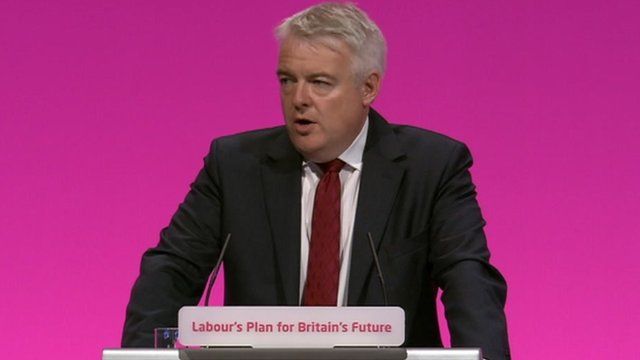 Carwyn Jones speaks at the 2014 Labour Party conference in Manchester