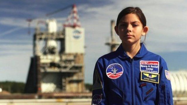 Alyssa Carson, 13, at a NASA space and research centre
