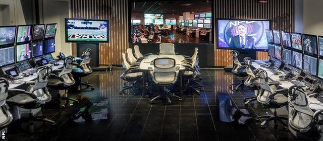 The Game Day Central room has 88 screens and 16 replay stations
