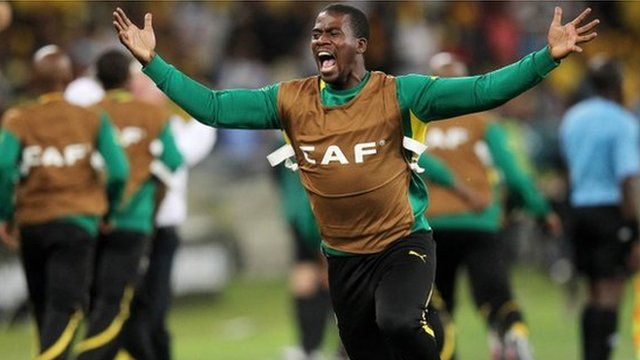 Senzo Meyiwa of South Africa during the 2013 Orange African Cup of Nations in Durban, South Africa on 27 January 2013