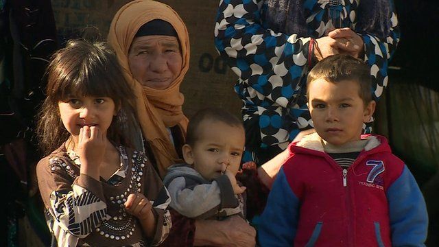 Syrian refugees at a camp in Lebanon