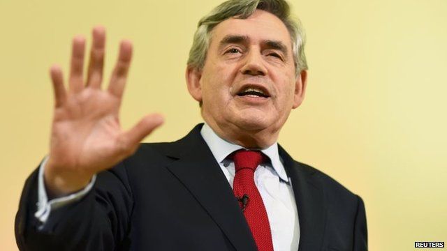 Former Prime Minister Gordon Brown speaks at a campaign event in favour of the union in Clydebank, Scotland, September 16