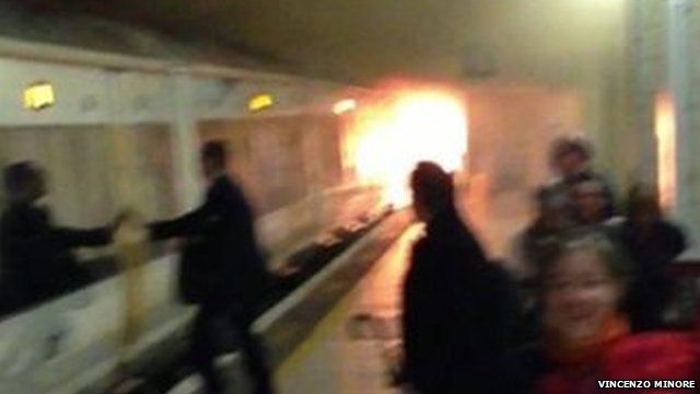 A fire on a train at Charing Cross