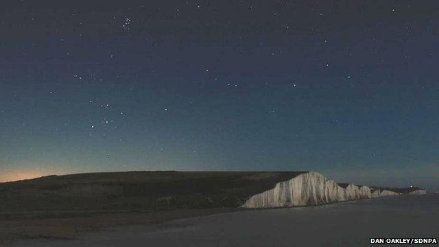 Seven Sisters star cluster above Seven Sisters, Sussex