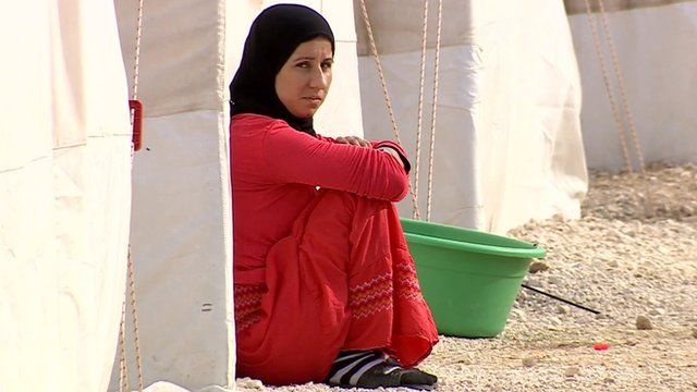 A Yazidi woman living in a refugee camp