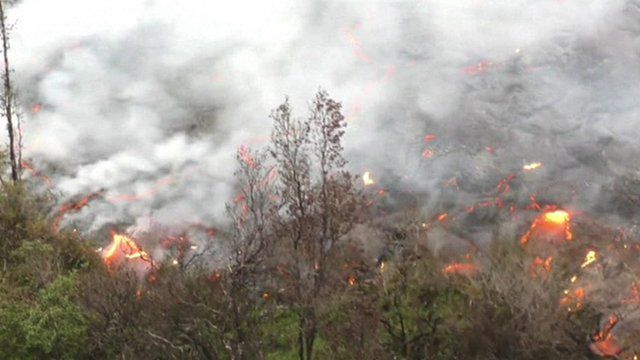 Footage of the lava flow from Kilauea volcano on Hawaii's Big Island