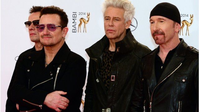 Irish singer-songwriter Bono and his band U2 pictured in Berlin late last year