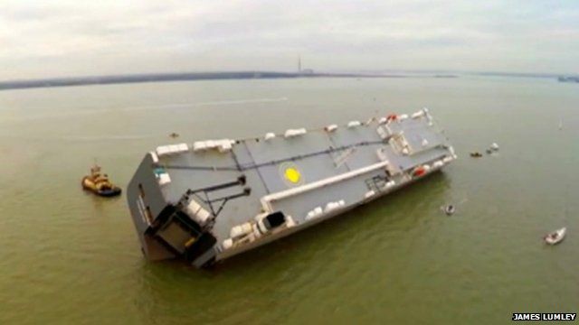 Ship stranded in the Solent