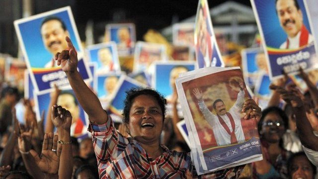 A supporter of Sri Lankan President Mahinda Rajapaksa