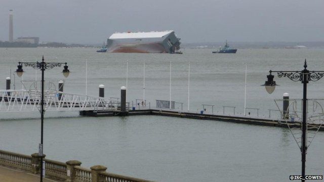 The moving vessel as seen from Cowes