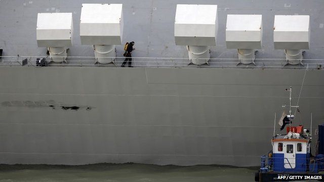 A man on the deck of the Hoegh Osaka