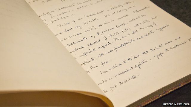 Close up of page from a private notebook belonging to Alan Turing and dating from 1942
