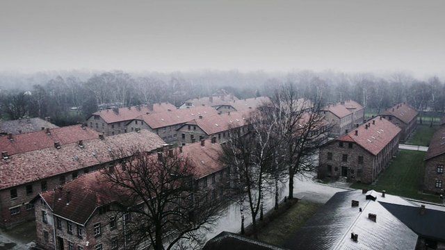 Shot of Auschwitz from hexacopter
