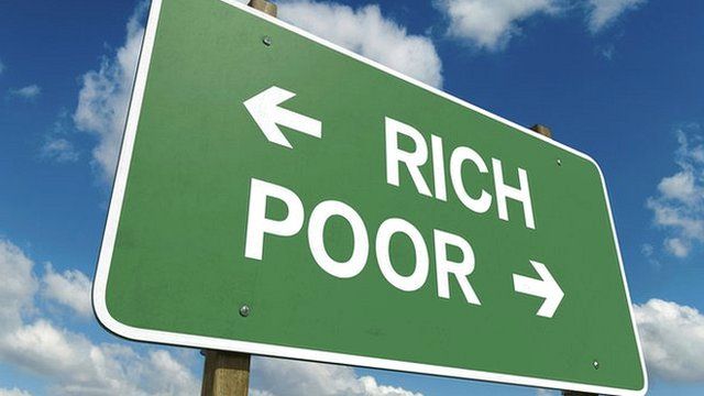 Sign saying rich and poor