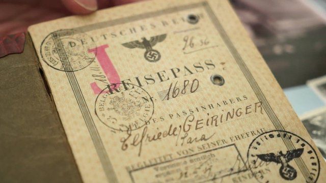 Eva's Nazi-era passport, after she was forcibly made into a German citizen from an Austrian one, replete with red J and the addition of 'Sara' to her name, something the Nazis made all Jewish women add