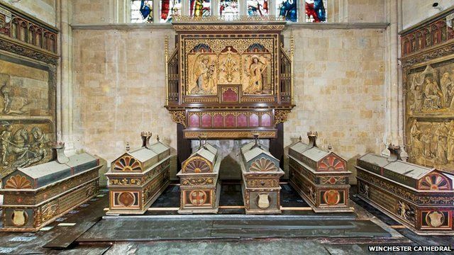 Mortuary chests at Winchester Cathedral