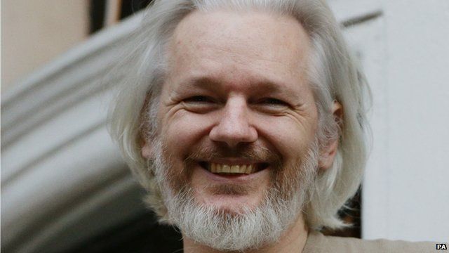 File photo dated 25/11/14 of Julian Assange on the balcony of the Ecuadorian Embassy in Knightsbridge, London, as the WikiLeaks founder has accused Sweden of using a "shameful" legal practice of indefinite detention without charge as he continues to stay inside the embassy in London