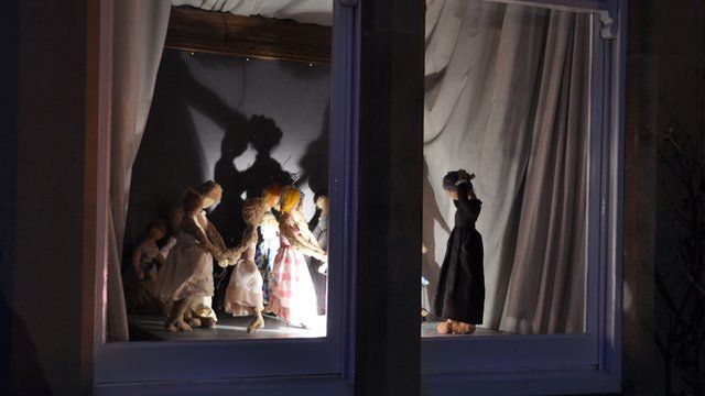 This window was used as a stage for puppets as part of the Window Wanderland trail