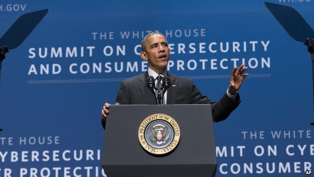 President Obama speaks during a summit on cyber security and consumer protection