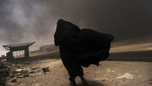 Woman in dust storm