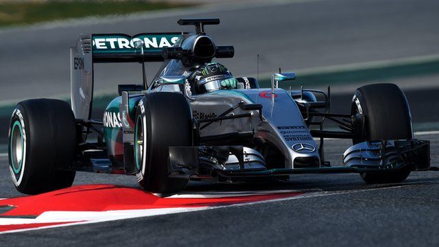 Nico Rosberg drives his Mercedes at the Circuit de Catalunya