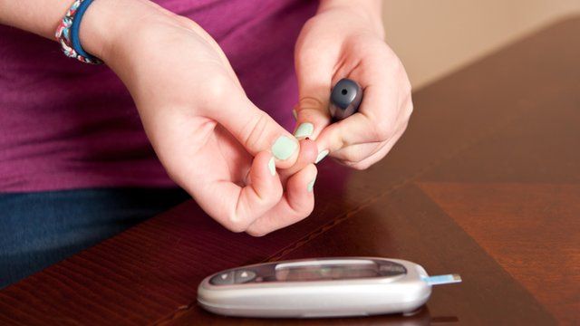 Diabetes in young - checking blood sugar