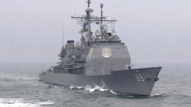 Nato warship at sea