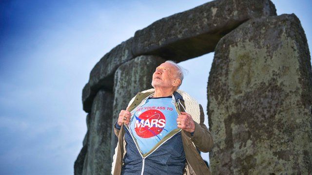 Buzz Aldrin at Stonehenge, Wiltshire